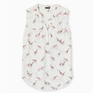 Torrid Harper White Giraffe Print Georgette Tank